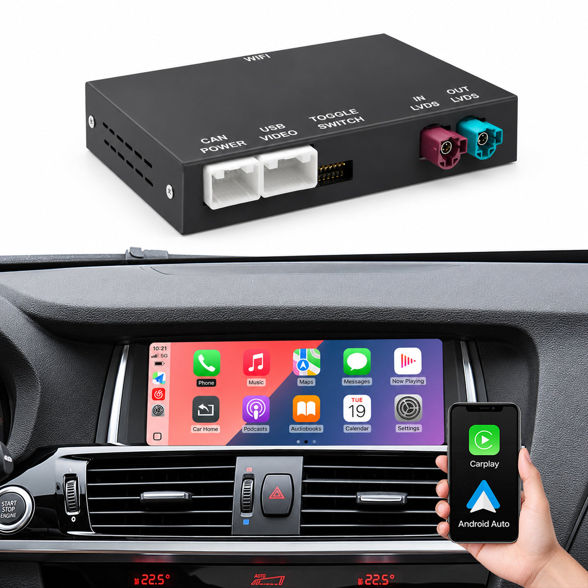 Interface CarPlay et Android Auto sans fil Plug and Play pour BMW NBT CIC EVO