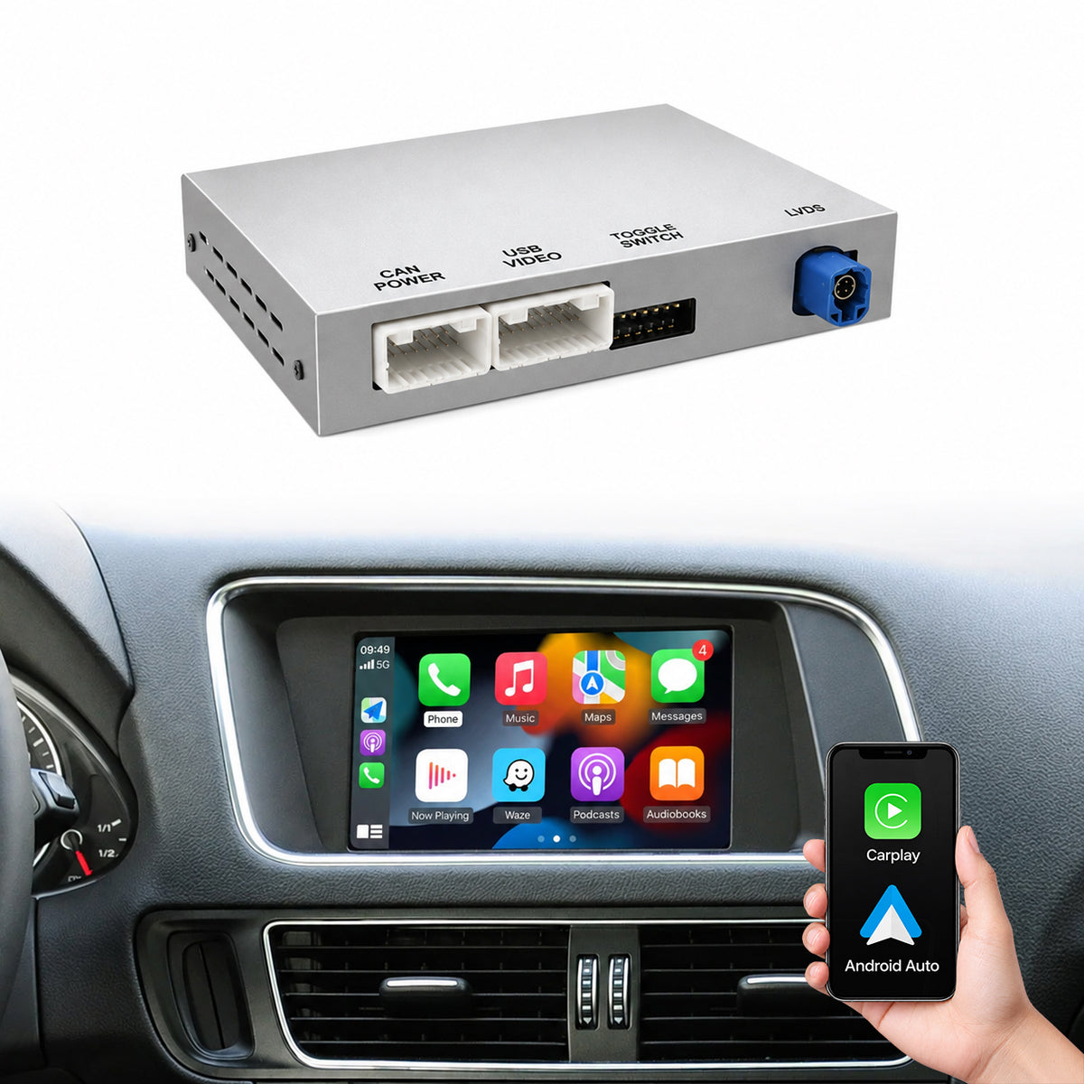 Wireless CarPlay Android Auto Interface For Audi 2009-2021