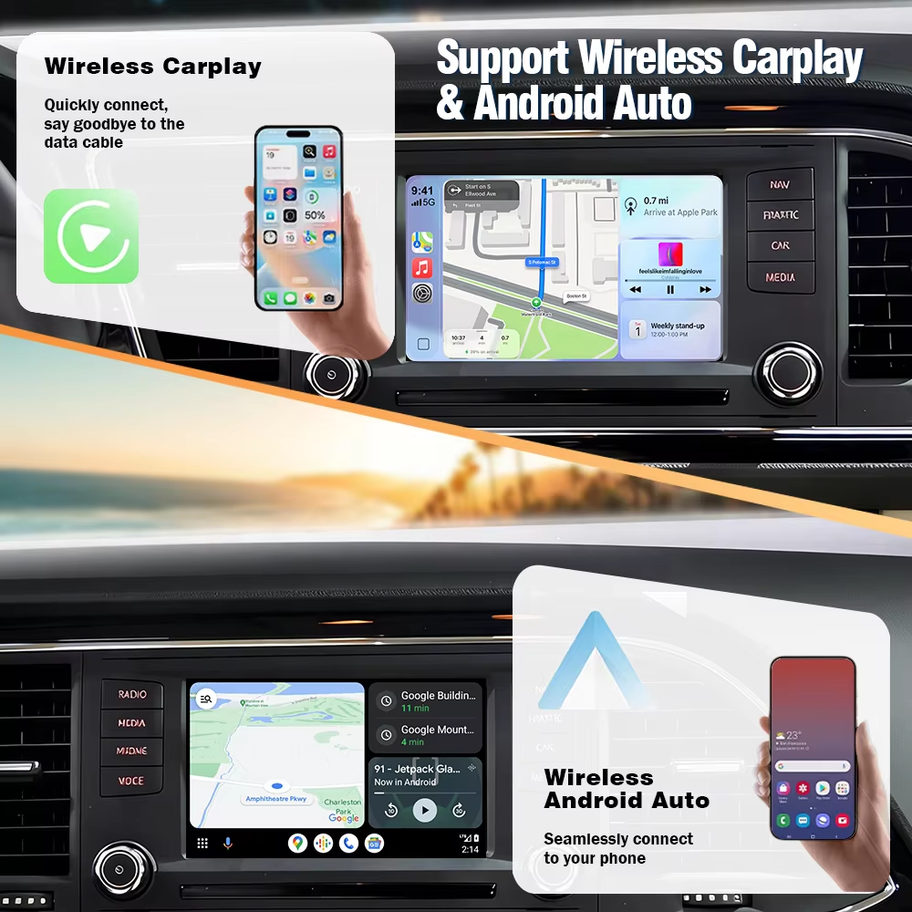 Interface CarPlay et Android Auto sans fil Plug and Play pour Volkswagen MIB