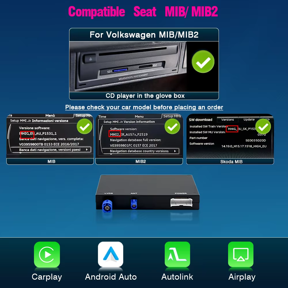 Wireless Carplay Android Auto Interface For Volkswagen MIB