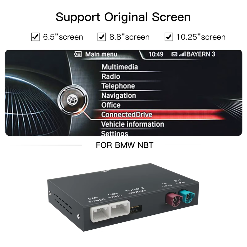 Interface CarPlay et Android Auto sans fil Plug and Play pour BMW NBT CIC EVO