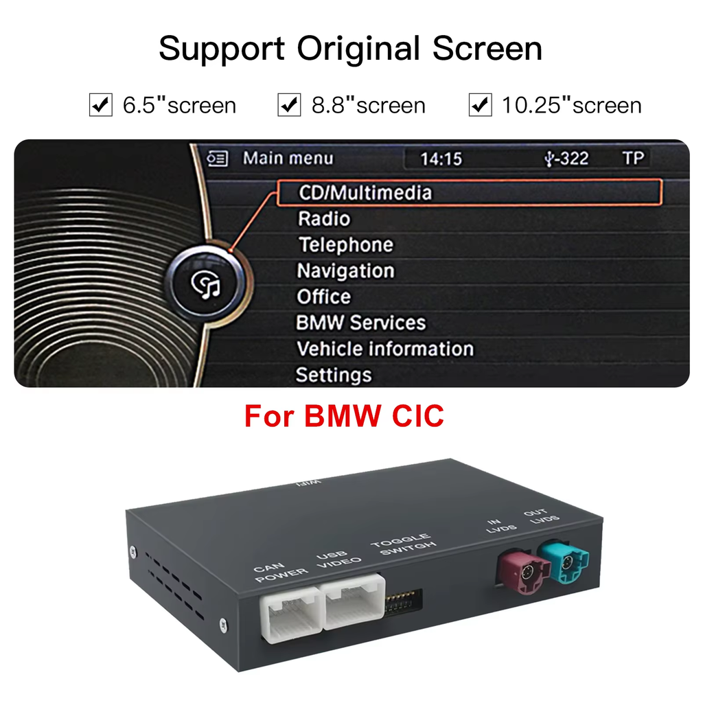 Interface CarPlay et Android Auto sans fil Plug and Play pour BMW NBT CIC EVO